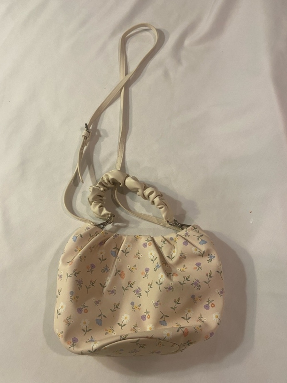 wild fable Cream Floral Scrunch-Handle Crossbody Bag
